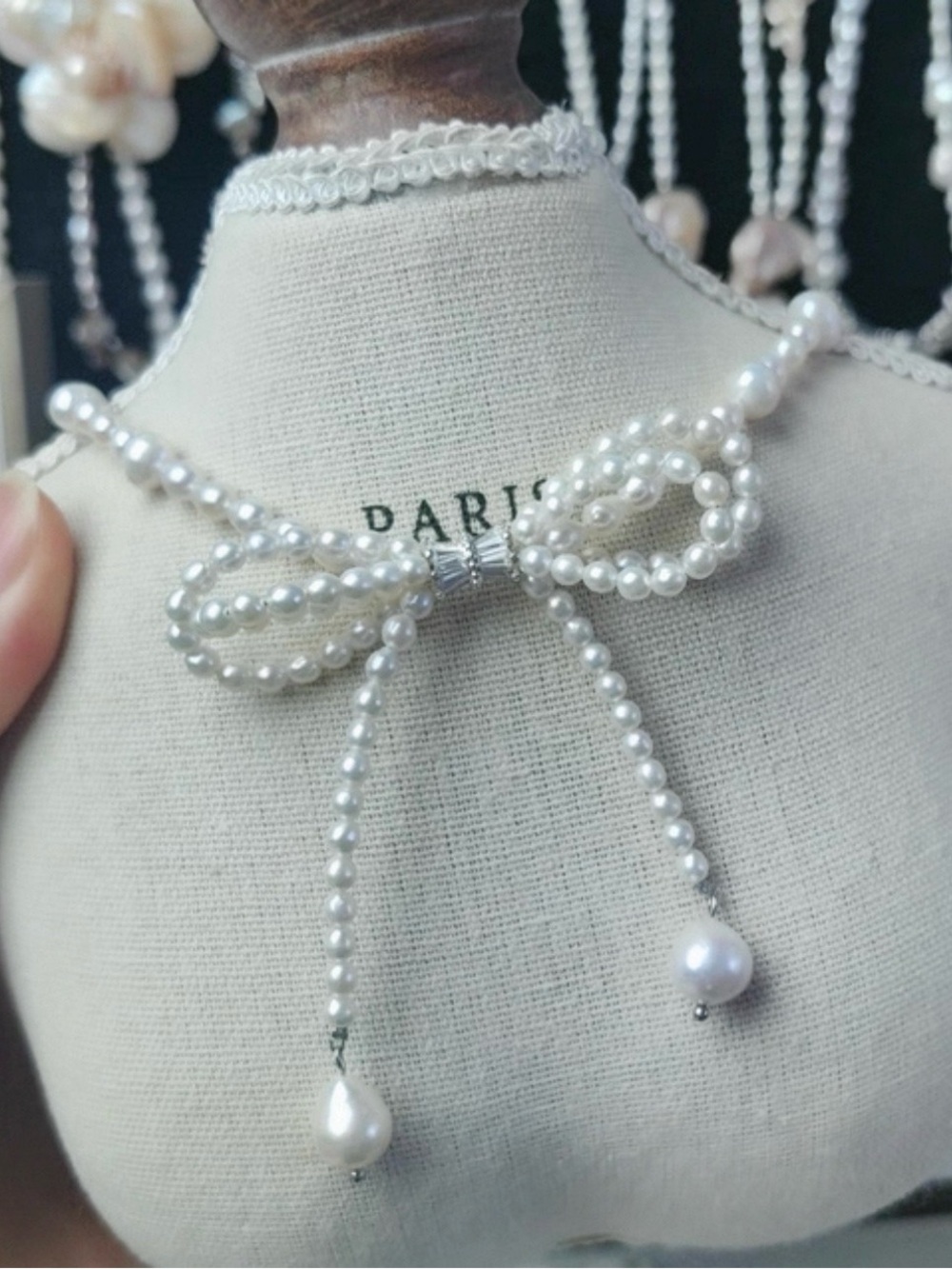 Genuine Freshwater Pearl Double Bow Necklace